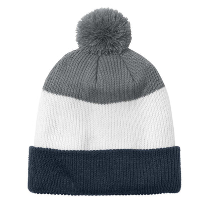 Cozy Striped Pom Beanie