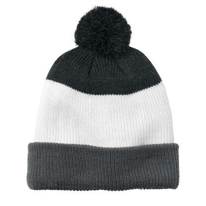 Cozy Striped Pom Beanie