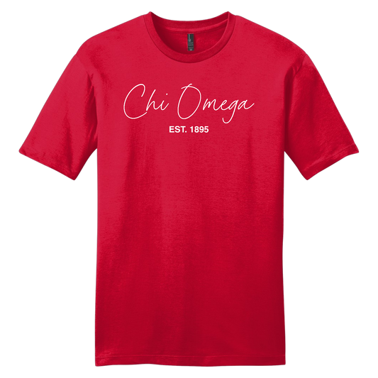 Chi Omega, Script Est. Tee - Sorority