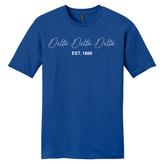 Delta Delta Delta, Script Est. Tee - Sorority