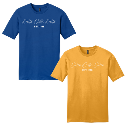Delta Delta Delta, Script Est. Tee - Sorority