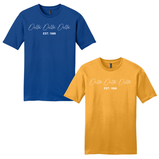 Delta Delta Delta, Script Est. Tee - Sorority