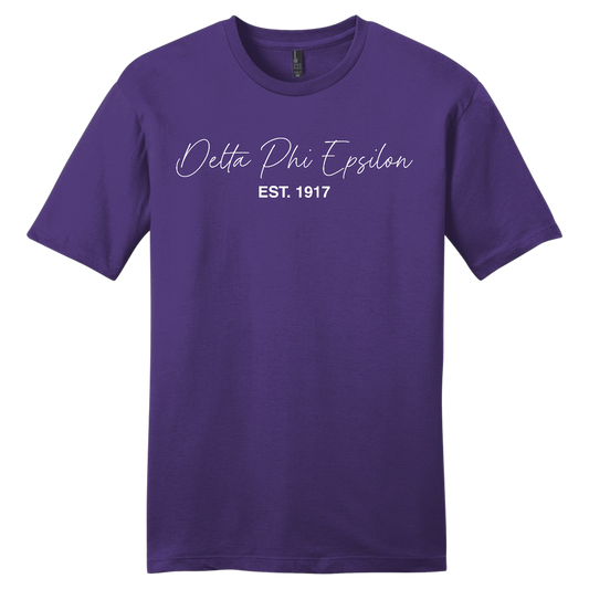 Delta Phi Epsilon, Script Est. Tee - Sorority
