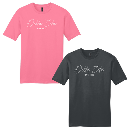 Delta Zeta, Script Est. Tee - Sorority