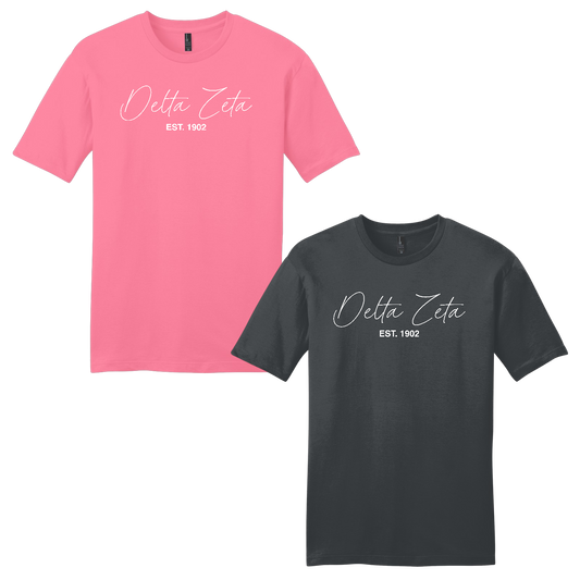Delta Zeta, Script Est. Tee - Sorority