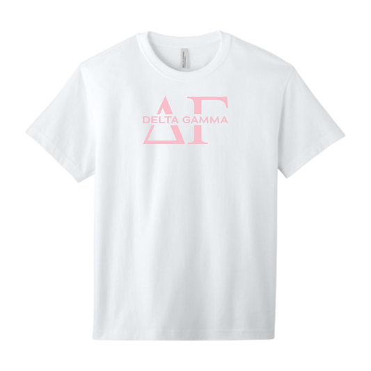Delta Gamma, Split Greek Letters Tee - Sorority