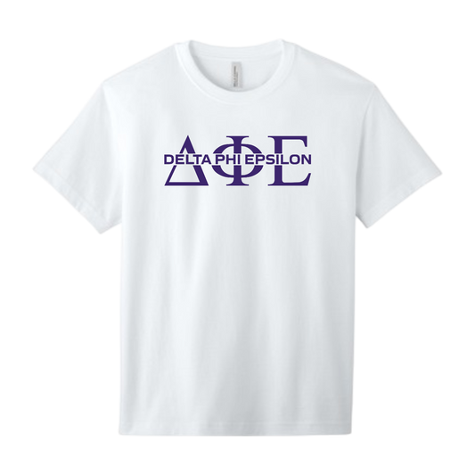 Delta Phi Epsilon, Split Greek Letters Tee - Sorority