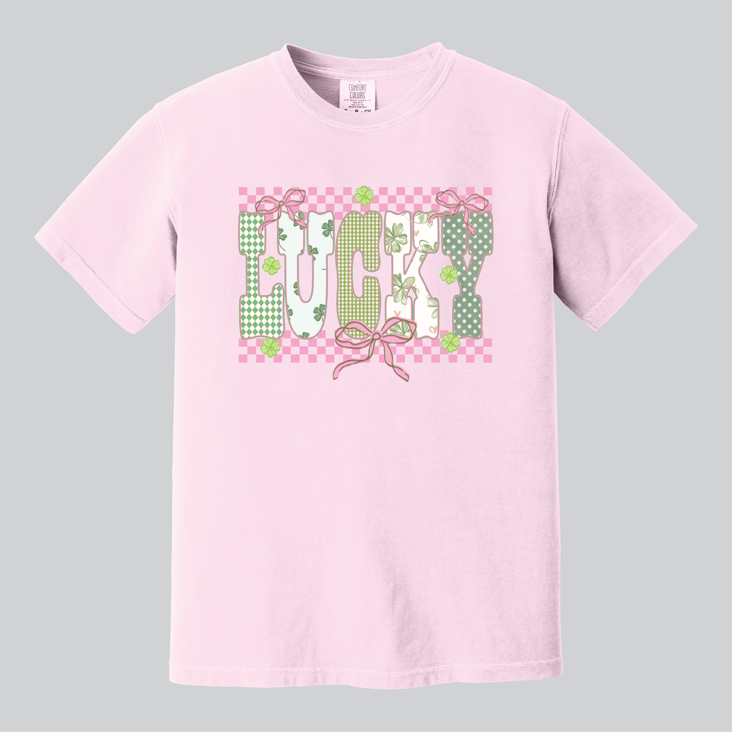 Lucky Checkers & Bows, Comfort Colors