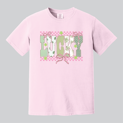 Lucky Checkers & Bows, Comfort Colors