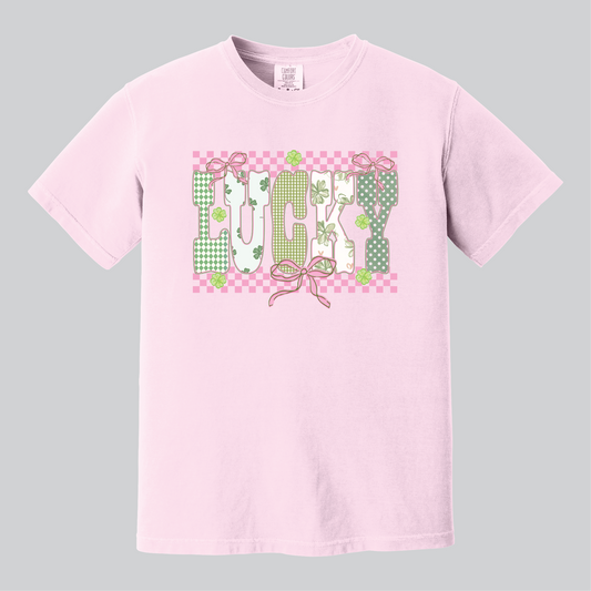 Lucky Checkers & Bows, Comfort Colors