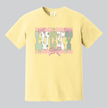 Lucky Checkers & Bows, Comfort Colors