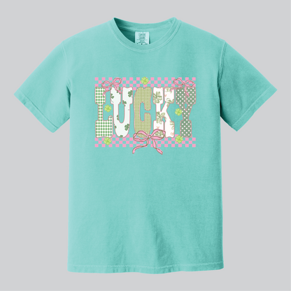 Lucky Checkers & Bows, Comfort Colors