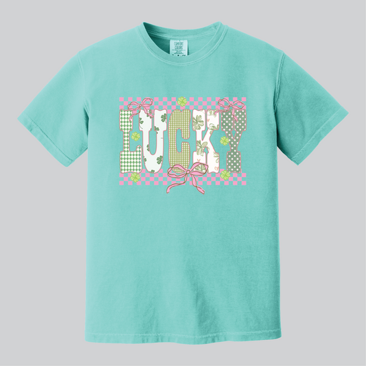 Lucky Checkers & Bows, Comfort Colors