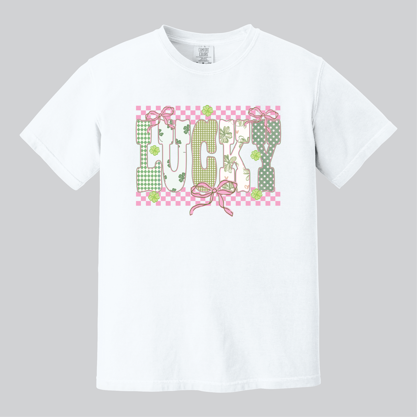 Lucky Checkers & Bows, Comfort Colors