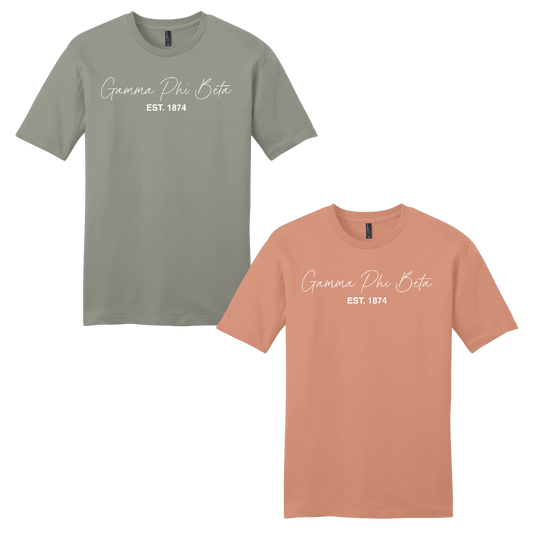 Gamma Phi Beta, Script Est. Tee - Sorority