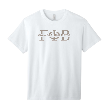 Gamma Phi Beta, Split Greek Letters Tee - Sorority