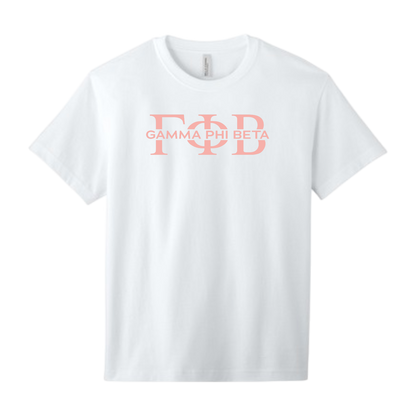 Gamma Phi Beta, Split Greek Letters Tee - Sorority