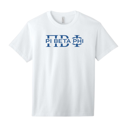 Pi Beta Phi, Split Greek Letters Tee - Sorority