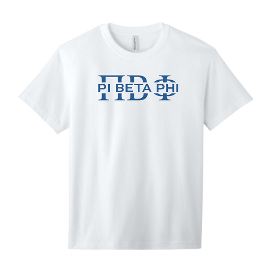 Pi Beta Phi, Split Greek Letters Tee - Sorority