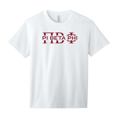 Pi Beta Phi, Split Greek Letters Tee - Sorority