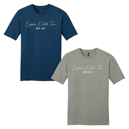 Sigma Delta Tau, Script Est. Tee - Sorority