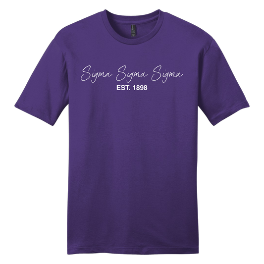 Sigma Sigma Sigma, Script Est. Tee - Sorority