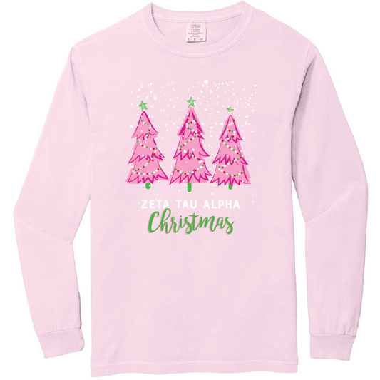Christmas Tree Long Sleeve Tee, Comfort Colors