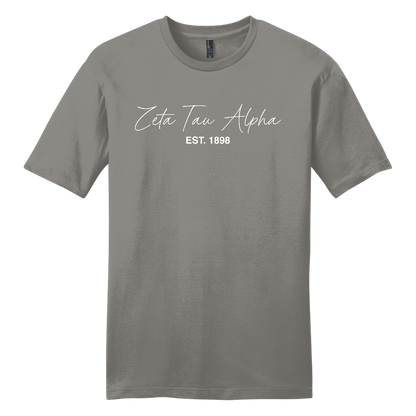 Zeta Tau Alpha, Script Est. Tee - Sorority