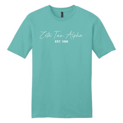 Zeta Tau Alpha, Script Est. Tee - Sorority