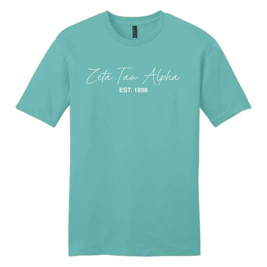 Zeta Tau Alpha, Script Est. Tee - Sorority